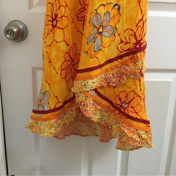 Vintage Jams World “Sun Grid” Sleeveless Floral Groovy Asymmetrical Sundress - Picture 5 of 10